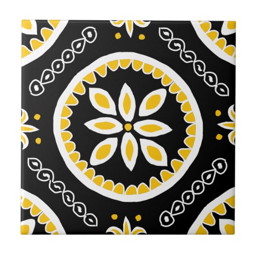 Black Talavera Tegel Tegeltje (Voorkant)