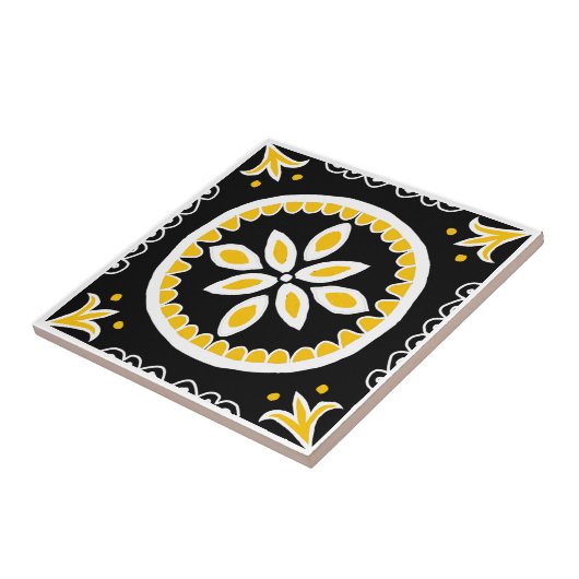 Black Talavera Tegel Tegeltje (Zijkant)