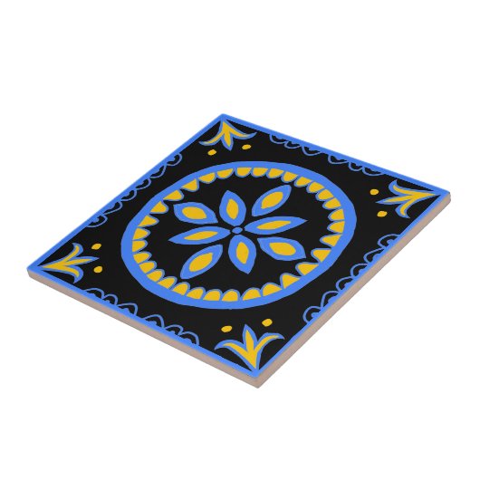 Black Talavera Tegel Tegeltje (Zijkant)