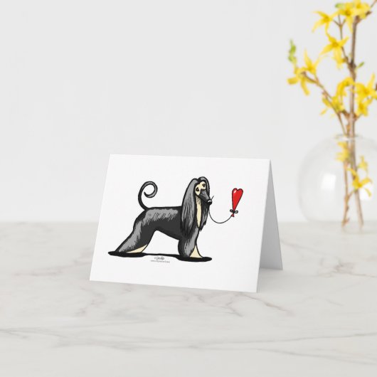 Black & Tan Afghan Hound Kaart (Gele Bloem)