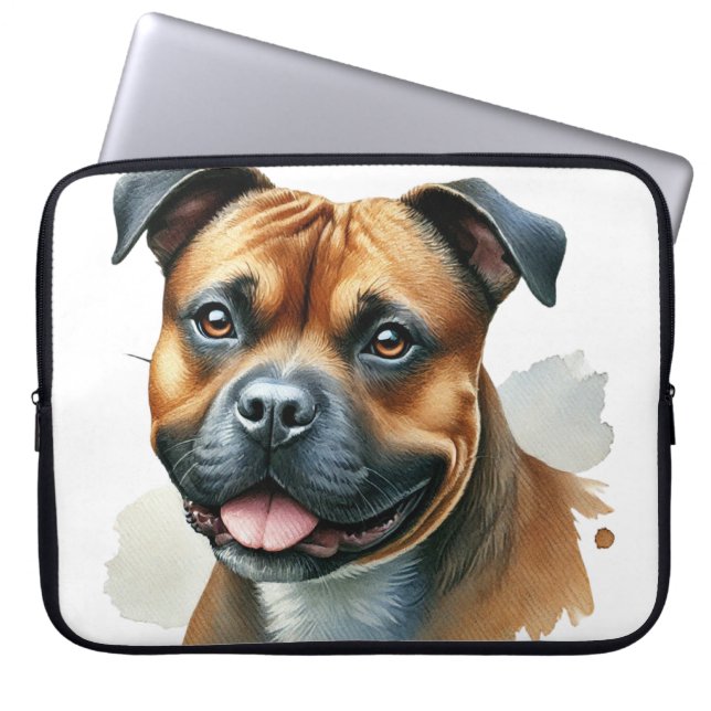BLACK & TAN AMERIKAANSE STAFFORDSHIRE TERRIER HOND LAPTOP SLEEVE (Voorkant)