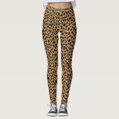 Black Tan And Brown Safari Leopard Skin Pattern Leggings (Voorkant)