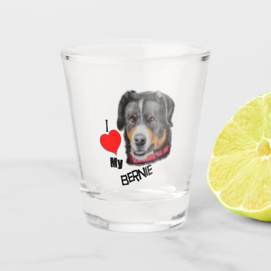 Black Tan Bernese Dog Love Shot Glas (Voorkant)