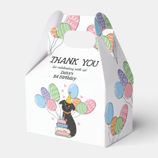 Black Tan Brussels Griffon Hond Verjaardagsfeestje Bedankdoosjes (Voorkant Zijde)