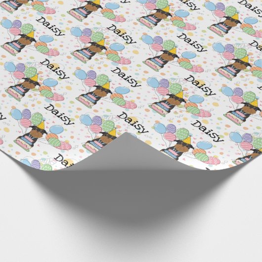 Black Tan Brussels Griffon Hond Verjaardagsfeestje Cadeaupapier (Hoek)