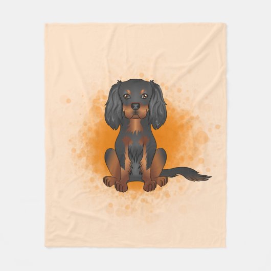 Black & Tan Cavalier King Charles Dog op Sinaasapp Fleece Deken (Voorkant)