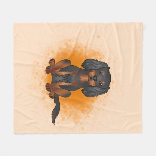 Black & Tan Cavalier King Charles Dog op Sinaasapp Fleece Deken (Voorkant (Horizontaal))