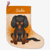 Black & Tan Cavalier King Charles Dog op Sinaasapp Grote Kerstsok (Voorkant)