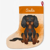 Black & Tan Cavalier King Charles Dog op Sinaasapp Grote Kerstsok (Achterkant)