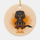 Black & Tan Cavalier King Charles Dog op Sinaasapp Keramisch Ornament (Voorkant)