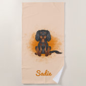 Black & Tan Cavalier King Charles Dog op Sinaasapp Strandlaken (Voorkant)
