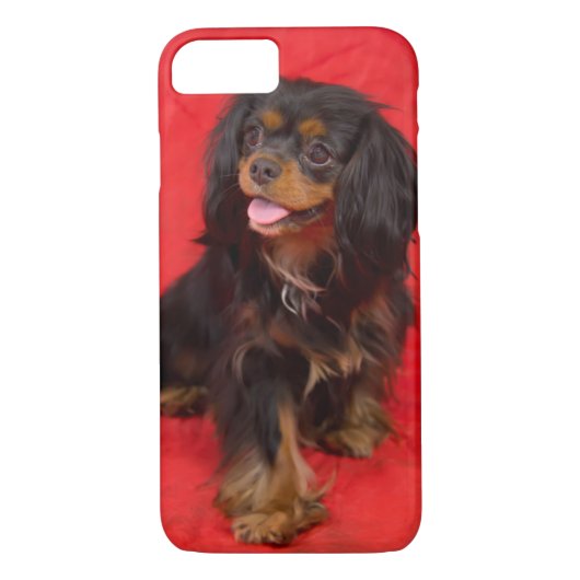 Black Tan Cavalier King Charles Puppy iphone Case (Achterkant)