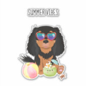 Black & Tan Cavalier King Charles Spaniel Beach Sticker (Voorkant)