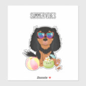 Black & Tan Cavalier King Charles Spaniel Beach Sticker (Vel)