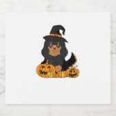 Black Tan Cavalier King Charles Spaniel Dog Hallow Sparkling Wijnetiket (Enkel label)