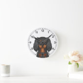Black & Tan Cavalier King Charles Spaniel Dog Head Ronde Klok (Huis)