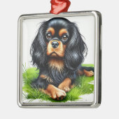 BLACK & TAN CAVALIER KING CHARLES SPANIEL DOG METALEN ORNAMENT (Links)
