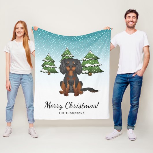 Black Tan Cavalier King Charles Spaniel in Winter Fleece Deken (In situ)