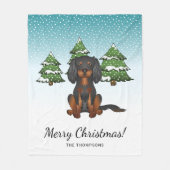 Black Tan Cavalier King Charles Spaniel in Winter Fleece Deken (Voorkant)