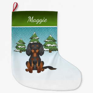 Black Tan Cavalier King Charles Spaniel in Winter Grote Kerstsok