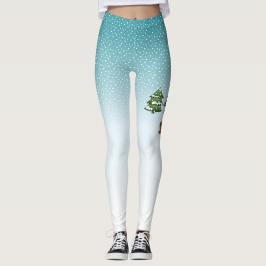 Black Tan Cavalier King Charles Spaniel in Winter Leggings (Voorkant)