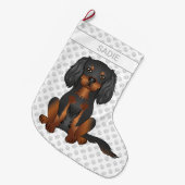 Black & Tan Cavalier King Charles Spaniel & Naam Grote Kerstsok (Voorkant (Hangend))