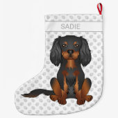 Black & Tan Cavalier King Charles Spaniel & Naam Grote Kerstsok (Achterkant)