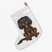 Black & Tan Cavalier King Charles Spaniel & Naam Grote Kerstsok (Achterkant (Hangend))