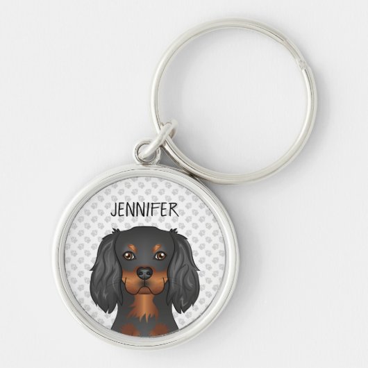Black & Tan Cavalier King Charles Spaniel & Naam Sleutelhanger (Voorkant)