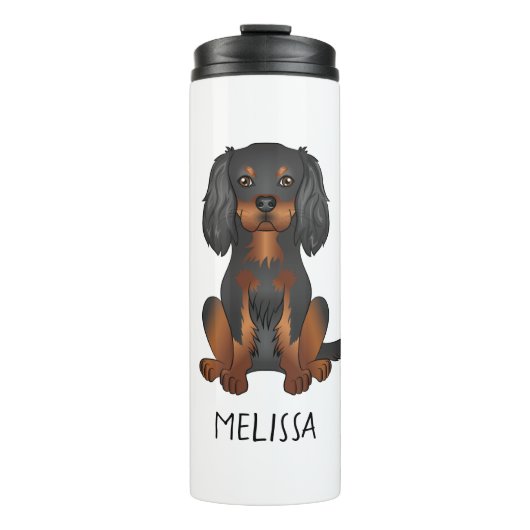 Black & Tan Cavalier King Charles Spaniel & Naam Thermosbeker (Voorkant)