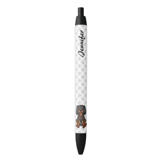 Black & Tan Cavalier King Charles Spaniel & Naam Zwarte Inkt Pen (Voorkant Verticaal)