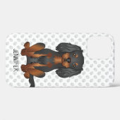 Black & Tan Cavalier King Charles Spaniel & Name Case-Mate iPhone Case (Achterkant (horizontaal))