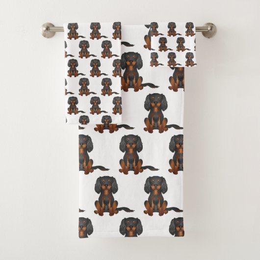 Black & Tan Cavalier King Charles Spaniel Pattern Bad Handdoek (Insitu)