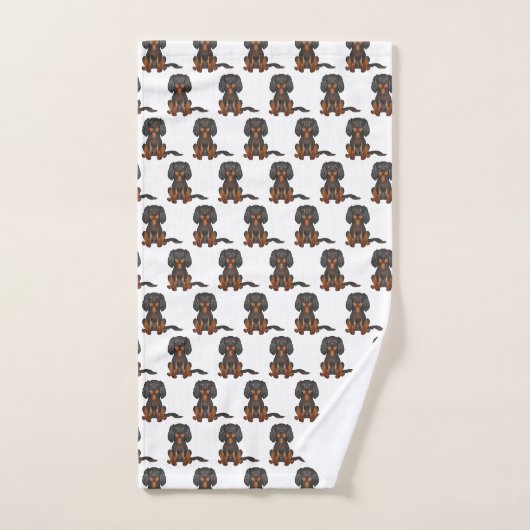 Black & Tan Cavalier King Charles Spaniel Pattern Bad Handdoek (Handdoek)