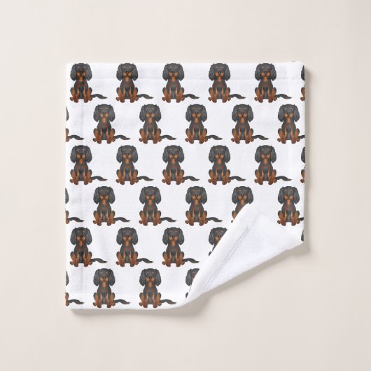 Black & Tan Cavalier King Charles Spaniel Pattern Bad Handdoek (Wasdoekje)