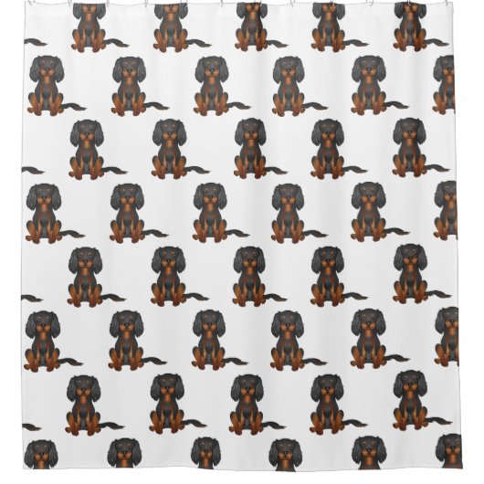 Black & Tan Cavalier King Charles Spaniel Pattern Douchegordijn (Voorkant)