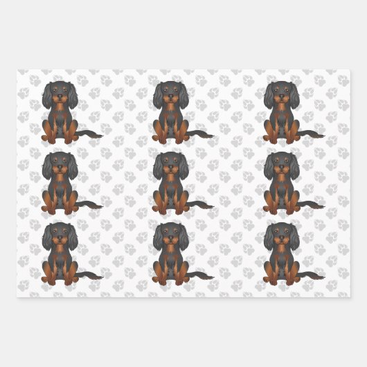 Black & Tan Cavalier King Charles Spaniel Pattern Inpakpapier Vel (Voorkant 3)