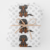 Black & Tan Cavalier King Charles Spaniel Pattern Inpakpapier Vel (In situ)