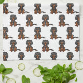 Black & Tan Cavalier King Charles Spaniel Pattern Theedoek (Gevouwen)