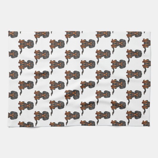 Black & Tan Cavalier King Charles Spaniel Pattern Theedoek (Horizontaal)