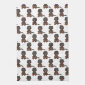 Black & Tan Cavalier King Charles Spaniel Pattern Theedoek (Verticaal)