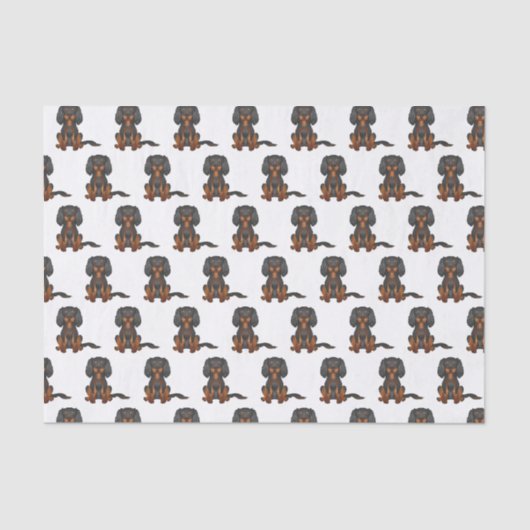 Black & Tan Cavalier King Charles Spaniel Pattern Tissuepapier (Voorkant)