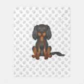 Black & Tan Cavalier King Charles Spaniel & Paws Fleece Deken (Voorkant)
