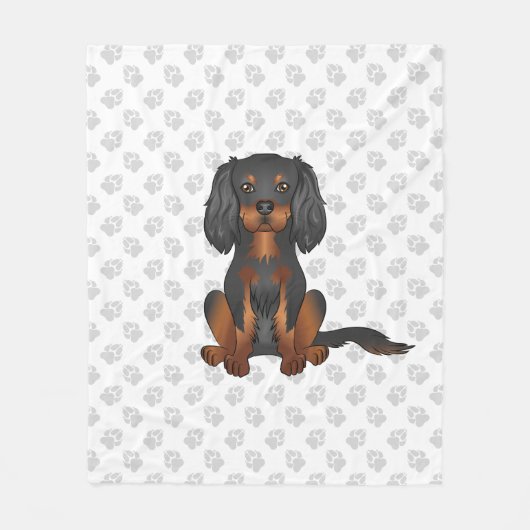 Black & Tan Cavalier King Charles Spaniel & Paws Fleece Deken (Voorkant)