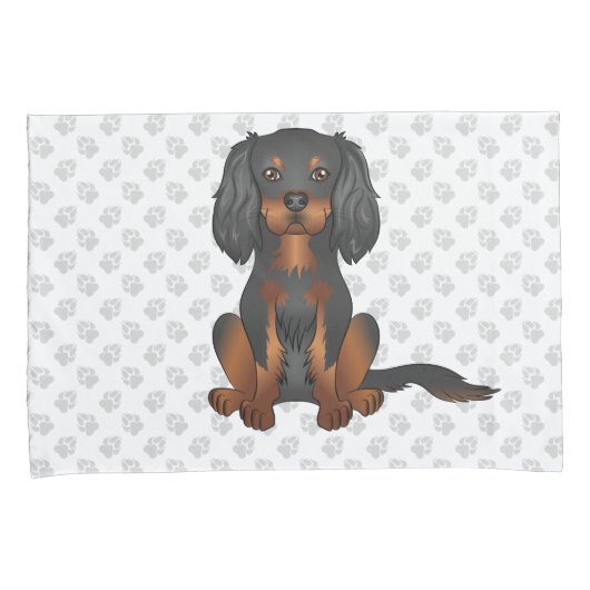 Black & Tan Cavalier King Charles Spaniel & Pootaf Kussensloop (Voorkant-Rechts)