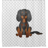 Black & Tan Cavalier King Charles Spaniel & Pooten Douchegordijn (Voorkant)