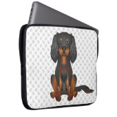 Black & Tan Cavalier King Charles Spaniel & Pooten Laptop Sleeve (Voorkant Rechts)