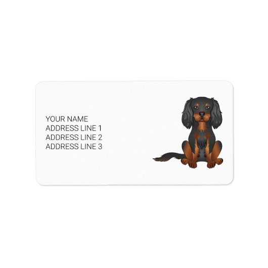 Black & Tan Cavalier King Charles Spaniel & Tekst Etiket (Voorkant)