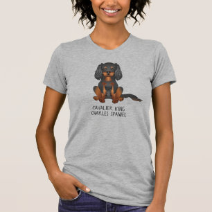 Black & Tan Cavalier King Charles Spaniel & Tekst T-shirt