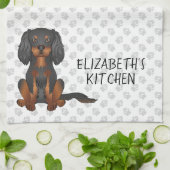 Black & Tan Cavalier King Charles Spaniel & Tekst Theedoek (Gevouwen)